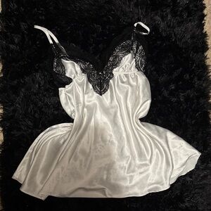 Victoria's Secret Silver Chemise with Black Lace